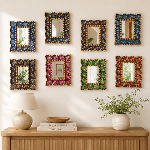 Composición Colección Edificio 4 – Set de 8 Espejos Decorativos Artesanales para Pared