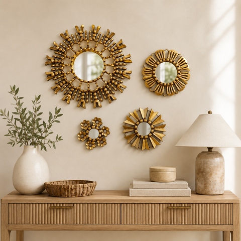 Composición Copa – Set de 4 Espejos Cuzqueños Artesanales para Pared