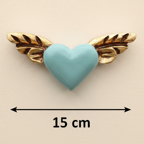 💙 Corazón Alado Mini – Decoración Artesanal Vintage 🕊️