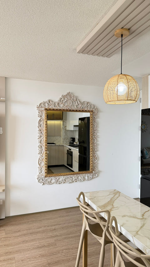 ✨🪞 Espejo Imperial Barroco Wash Marfil 🪞✨