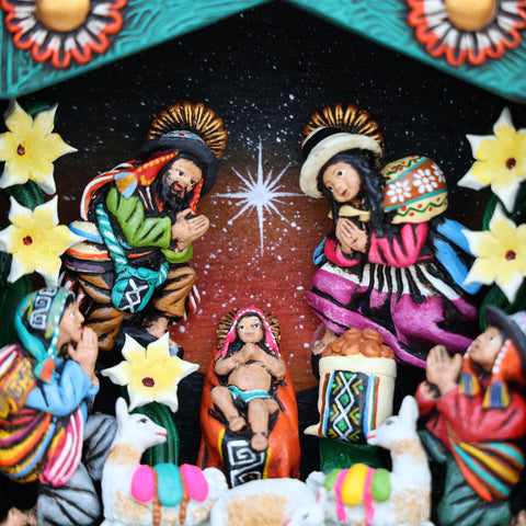 🌟 Retablo Nacimiento Andino – Arte Popular Hecho a Mano 🎨