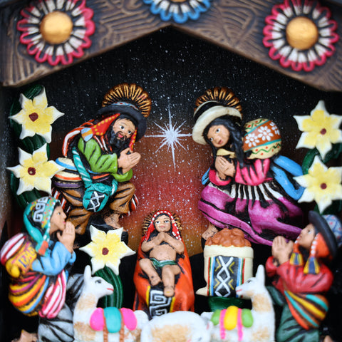 🌟 Retablo Nacimiento Andino – Arte Popular Hecho a Mano 🎨