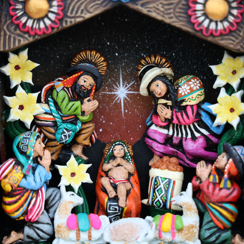🌟 Retablo Nacimiento Andino – Arte Popular Hecho a Mano 🎨