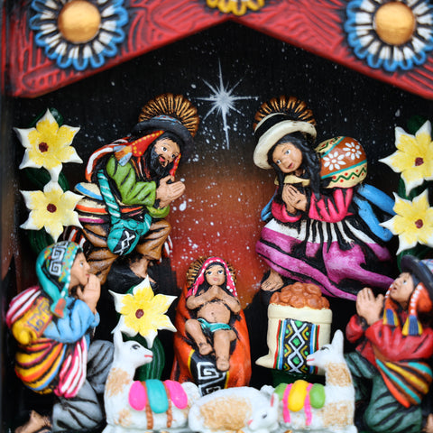 🌟 Retablo Nacimiento Andino – Arte Popular Hecho a Mano