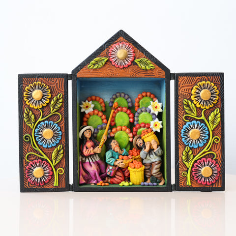 🌾 Retablo Escena de Cosecha Andina – Arte Popular Hecho a Mano 🎨