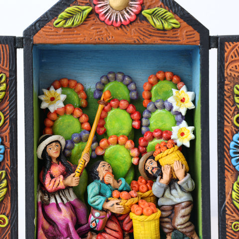 🌾 Retablo Escena de Cosecha Andina – Arte Popular Hecho a Mano 🎨