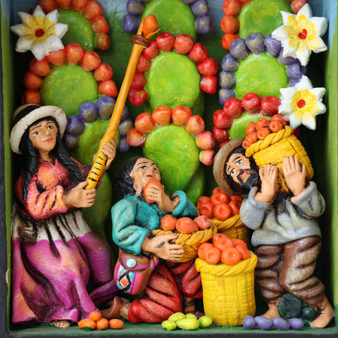 🌾 Retablo Escena de Cosecha Andina – Arte Popular Hecho a Mano 🎨