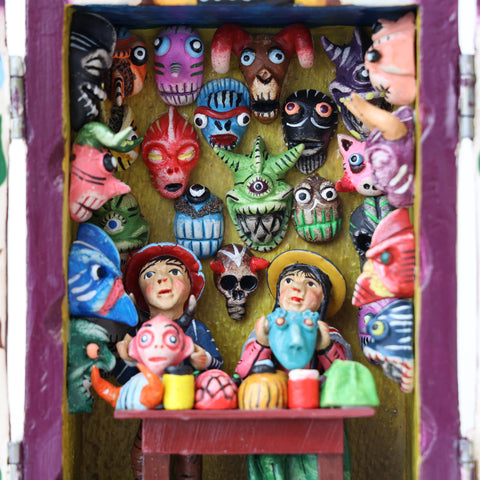 🎭 Retablo Máscaras Andinas – Arte Popular Hecho a Mano 🎨