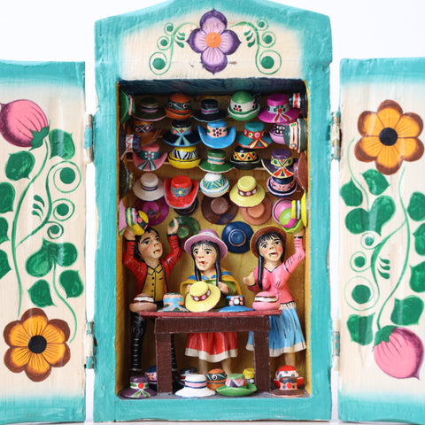 👒 Retablo Sombreros Andinos – Arte Popular Hecho a Mano 🎨