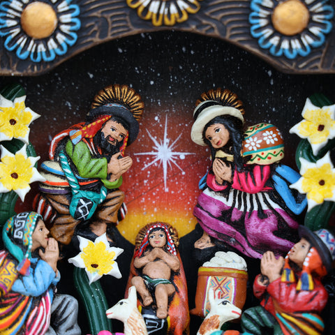 🌟 Retablo Nacimiento Andino – Arte Popular Hecho a Mano 🎨