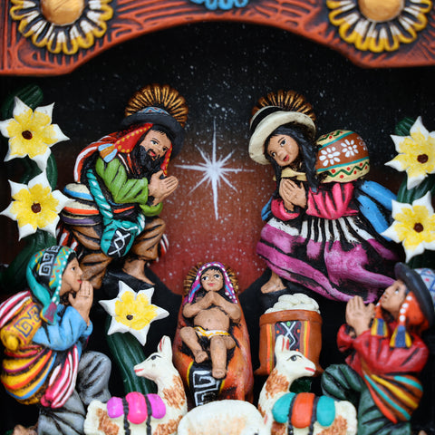 🌟 Retablo Nacimiento Andino – Arte Popular Hecho a Mano 🎨