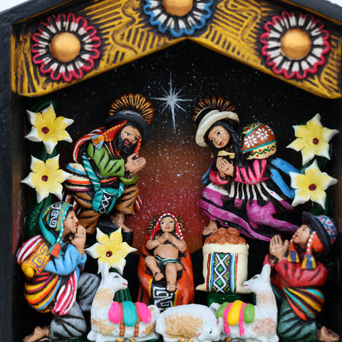 🌟 Retablo Nacimiento Andino – Arte Popular Hecho a Mano 🎨