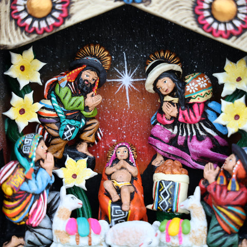 🌟 Retablo Nacimiento Andino – Arte Popular Hecho a Mano 🎨
