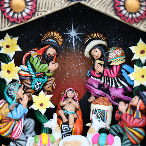 🌟 Retablo Nacimiento Andino – Arte Popular Hecho a Mano 🎨