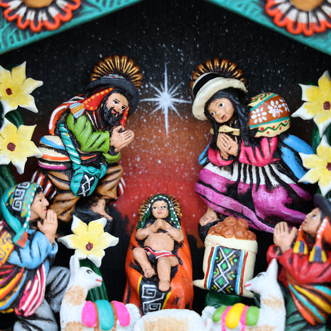 🌟 Retablo Nacimiento Andino – Arte Popular Hecho a Mano 🎨