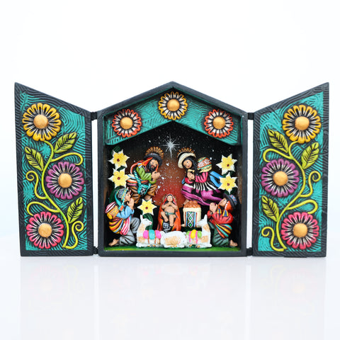 🌟 Retablo Nacimiento Andino – Arte Popular Hecho a Mano 🎨
