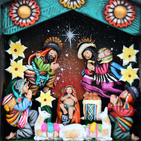 🌟 Retablo Nacimiento Andino – Arte Popular Hecho a Mano 🎨