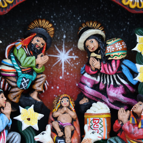 🌟 Retablo Nacimiento Andino – Arte Popular Hecho a Mano 🎨