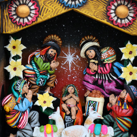 🌟 Retablo Nacimiento Andino – Arte Popular Hecho a Mano 🎨