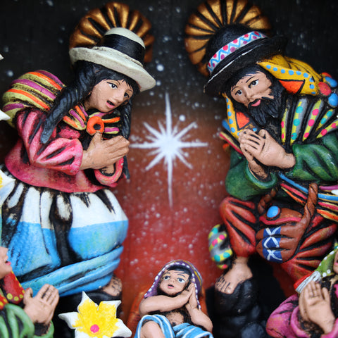 🌟 Retablo Nacimiento Andino – Arte Popular Hecho a Mano 🎨