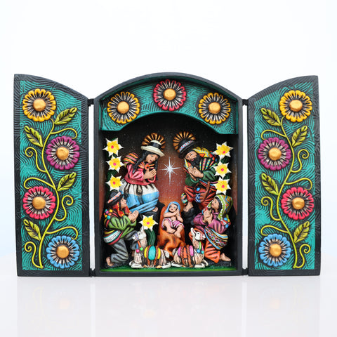 🌟 Retablo Nacimiento Andino – Arte Popular Hecho a Mano 🎨