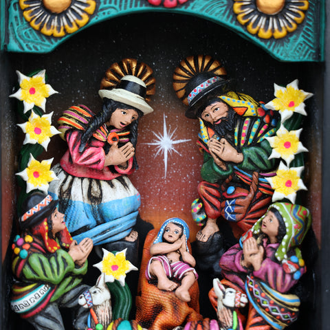 🌟 Retablo Nacimiento Andino – Arte Popular Hecho a Mano 🎨