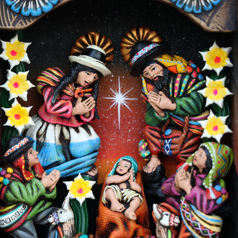 🌟 Retablo Nacimiento Andino – Arte Popular Hecho a Mano 🎨