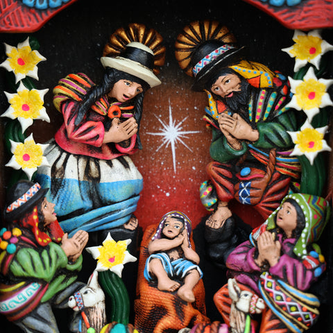 🌟 Retablo Nacimiento Andino – Arte Popular Hecho a Mano 🎨