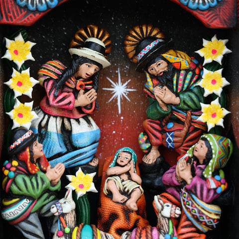 🌟 Retablo Nacimiento Andino – Arte Popular Hecho a Mano 🎨