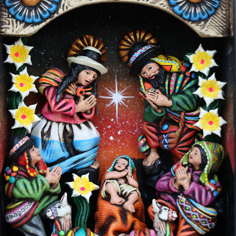🌟 Retablo Nacimiento Andino – Arte Popular Hecho a Mano 🎨
