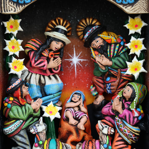 🌟 Retablo Nacimiento Andino – Arte Popular Hecho a Mano 🎨
