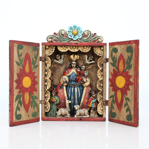 🌟 Retablo de la Virgen con Niño – Arte Popular Peruano Hecho a Mano
