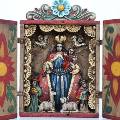 🌟 Retablo de la Virgen con Niño – Arte Popular Peruano Hecho a Mano