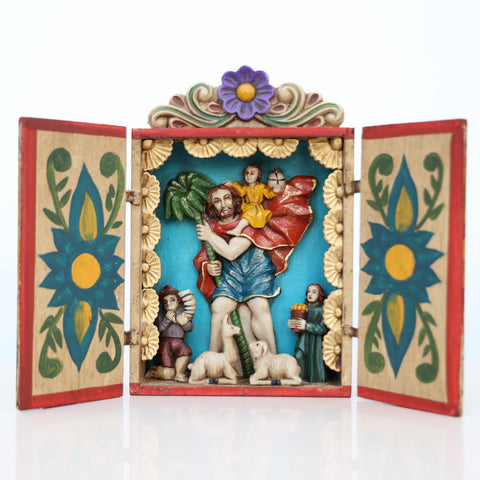 🌟 Retablo de San Cristóbal – Arte Popular Peruano Hecho a Mano