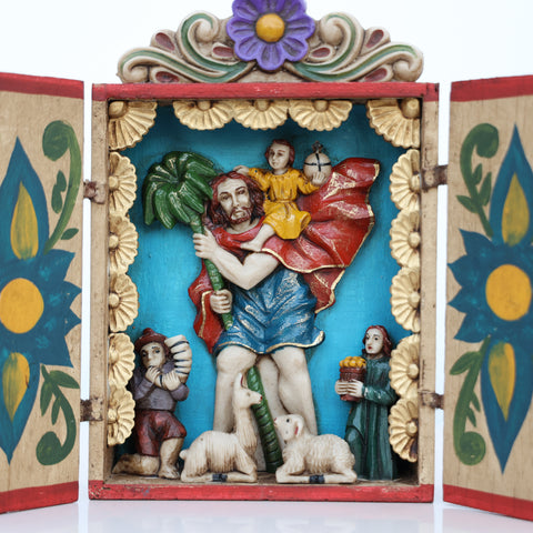 🌟 Retablo de San Cristóbal – Arte Popular Peruano Hecho a Mano
