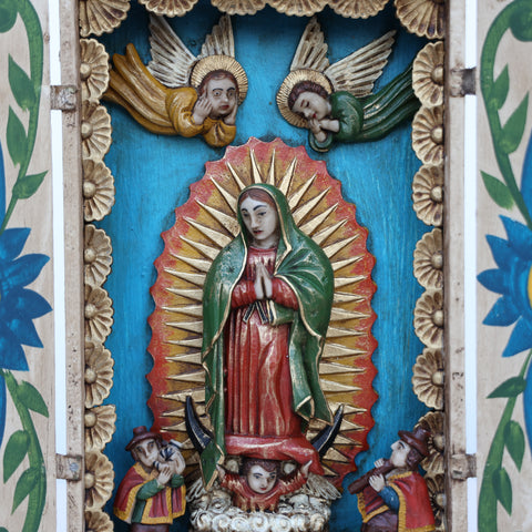 🌟 Retablo Virgen de Guadalupe – Arte Popular Peruano Hecho a Mano