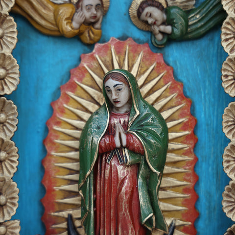 🌟 Retablo Virgen de Guadalupe – Arte Popular Peruano Hecho a Mano