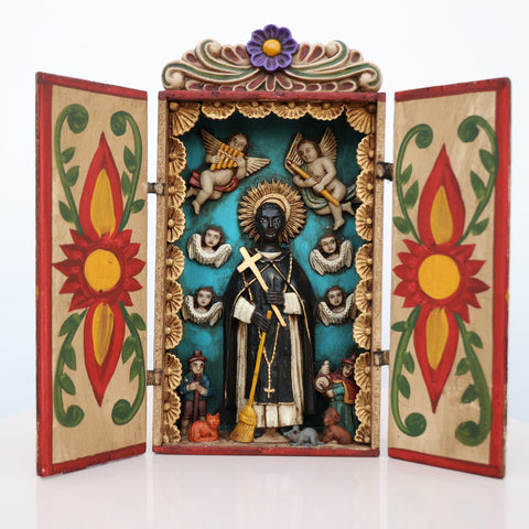 🌟 Retablo de San Martín de Porres – Arte Popular Peruano Hecho a Mano