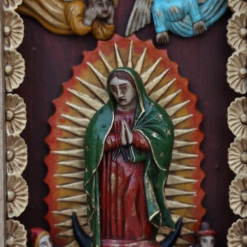 🌟 Retablo Virgen de Guadalupe – Arte Popular Peruano Hecho a Mano
