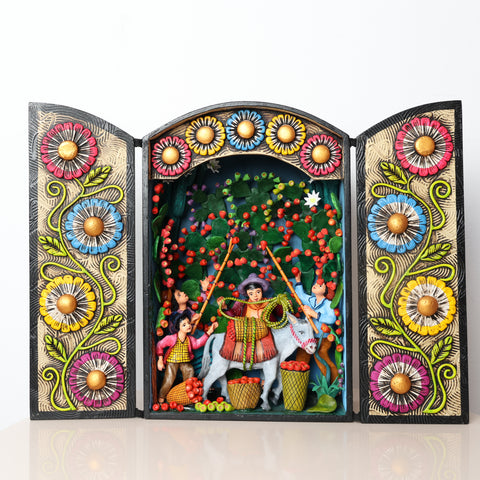 🌾✨ Retablo Andino Cosecha de Frutos de 29 × 39 cm ✨