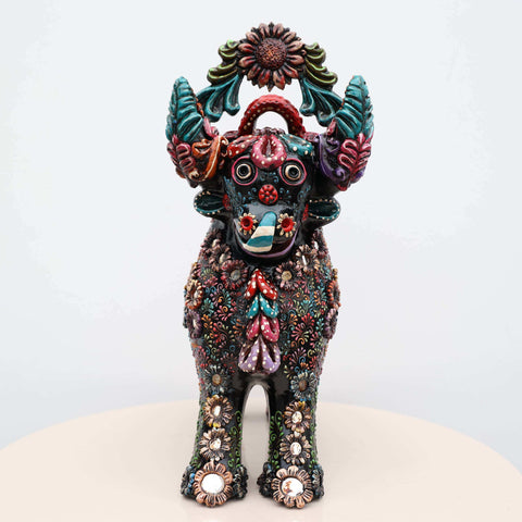 🐂 Toro de Pucará Premium Negro 37 cm – Cerámica Artesanal Peruana Decorativa de Lujo