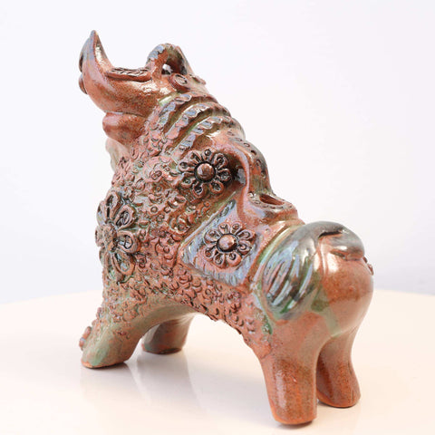 🐂✨ Toro de Pucará Barroco Rústico 17 cm – Cerámica Envejecida ✨