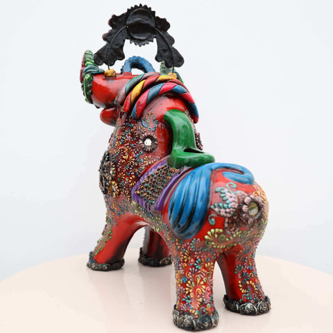 🐂 Toro de Pucará Premium Rojo 37 cm – Cerámica Artesanal Peruana Decorativa de Lujo