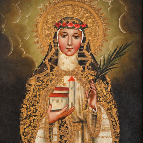 🌹🙏 Santa Rosa de Lima 55 × 45 cm – Pintura Cuzqueña Artesanal PFS0400045