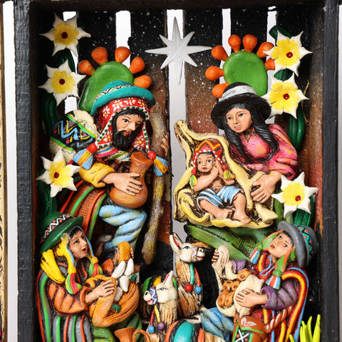 🌟✨ Retablo Andino Nacimiento Marfil de 25 cm ✨