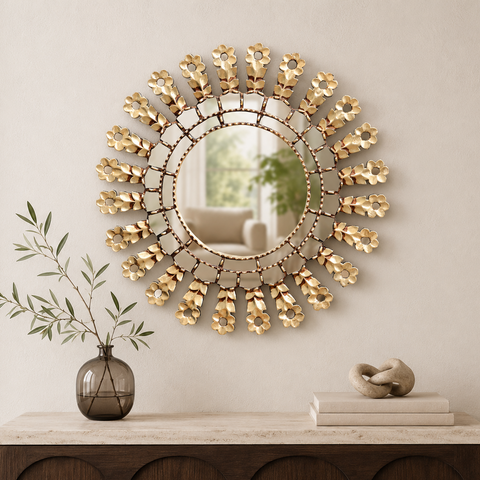 🪞✨ Espejo Cuzqueño Gold "Rosa" de 60 cm ✨