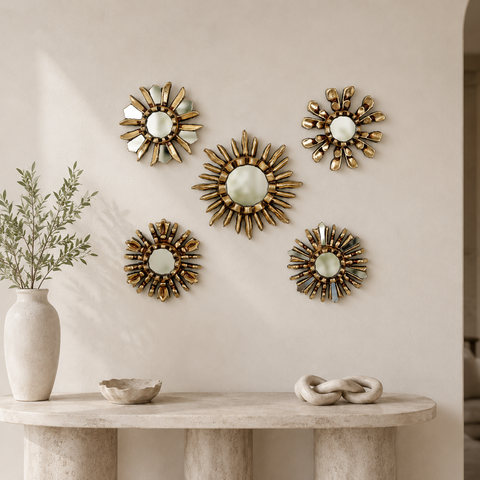 Composición Orgullosa 15cm – Set de 5 Espejos Cuzqueños Artesanales para Pared