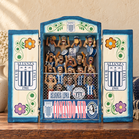 ⚽💙 Retablo Hinchada de Alianza Lima de 35.5 × 40.5 cm 🤍✨