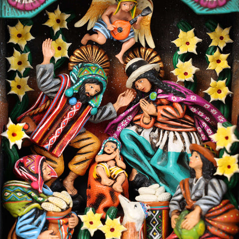 🌟✨ Retablo Andino Nacimiento Turquesa de 29 cm ✨