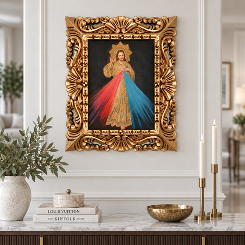 ✨🙏 Divina Misericordia 55 × 45 cm – Pintura Cuzqueña Artesanal PFS0400021